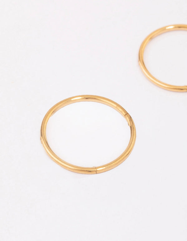 Gold Plated Titanium Fine Sleeper Earrings 8mm