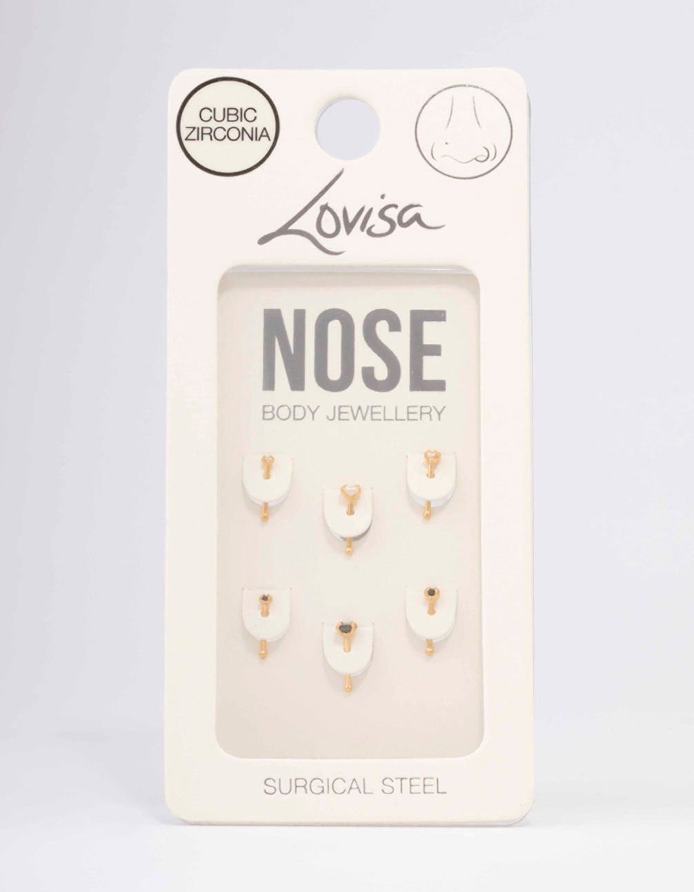Gold Plated Surgical Steel Graduating Nose Stud 6-Pack