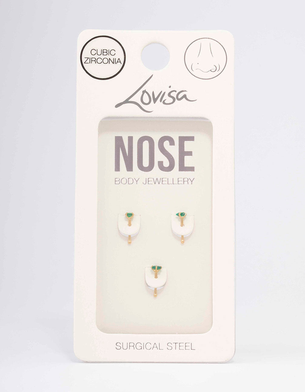 Gold Plated Surgical Steel Triangular Shape Nose Stud 3-Pack