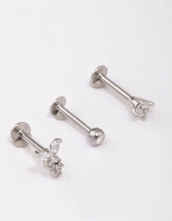 Surgical Steel Butterfly Trail Flat Back 3-Pakc