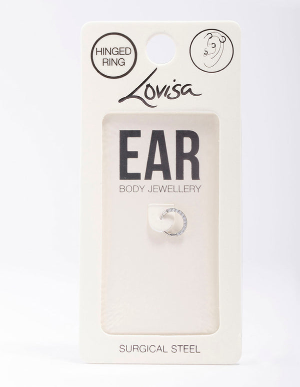 Surgical Steel Cubic Zirconia Clicker Earring 7mm