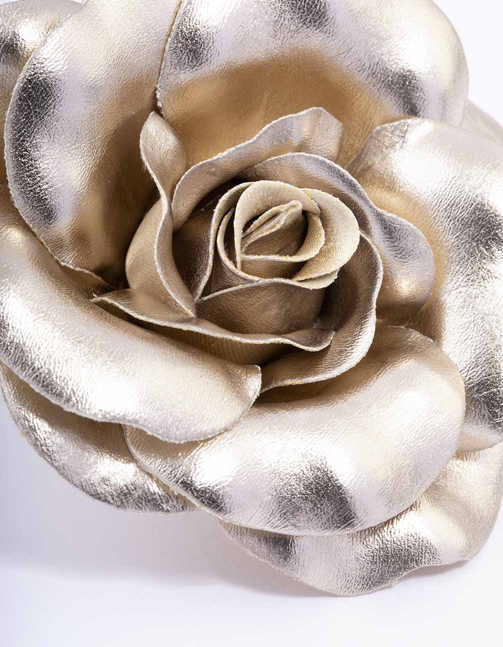 Silver Large Metallic Corsage Flower Hair Claw Clip