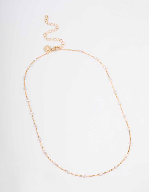 Gold Pearl Chain Necklace