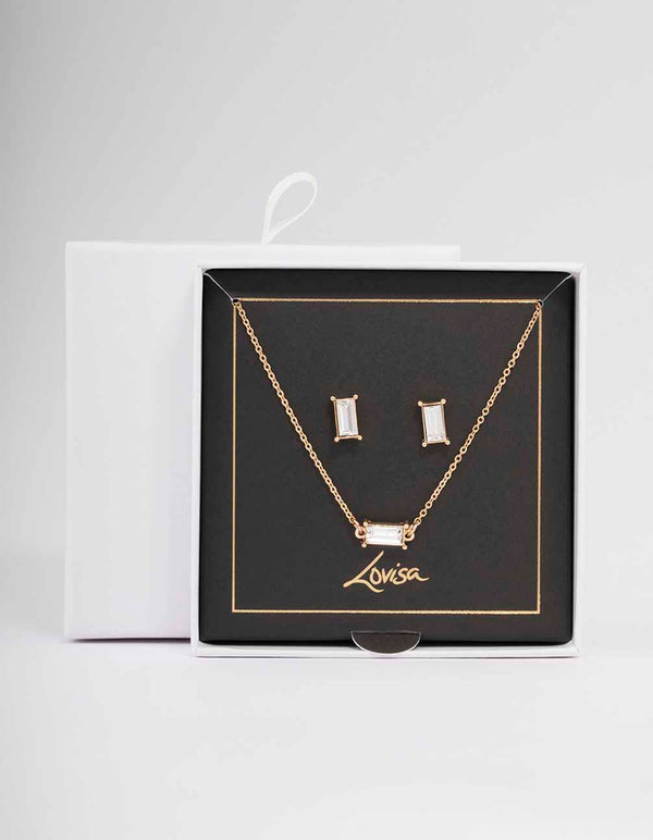Gold Baguette Jewellery Set