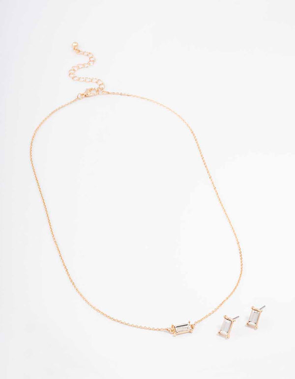 Gold Baguette Jewellery Set