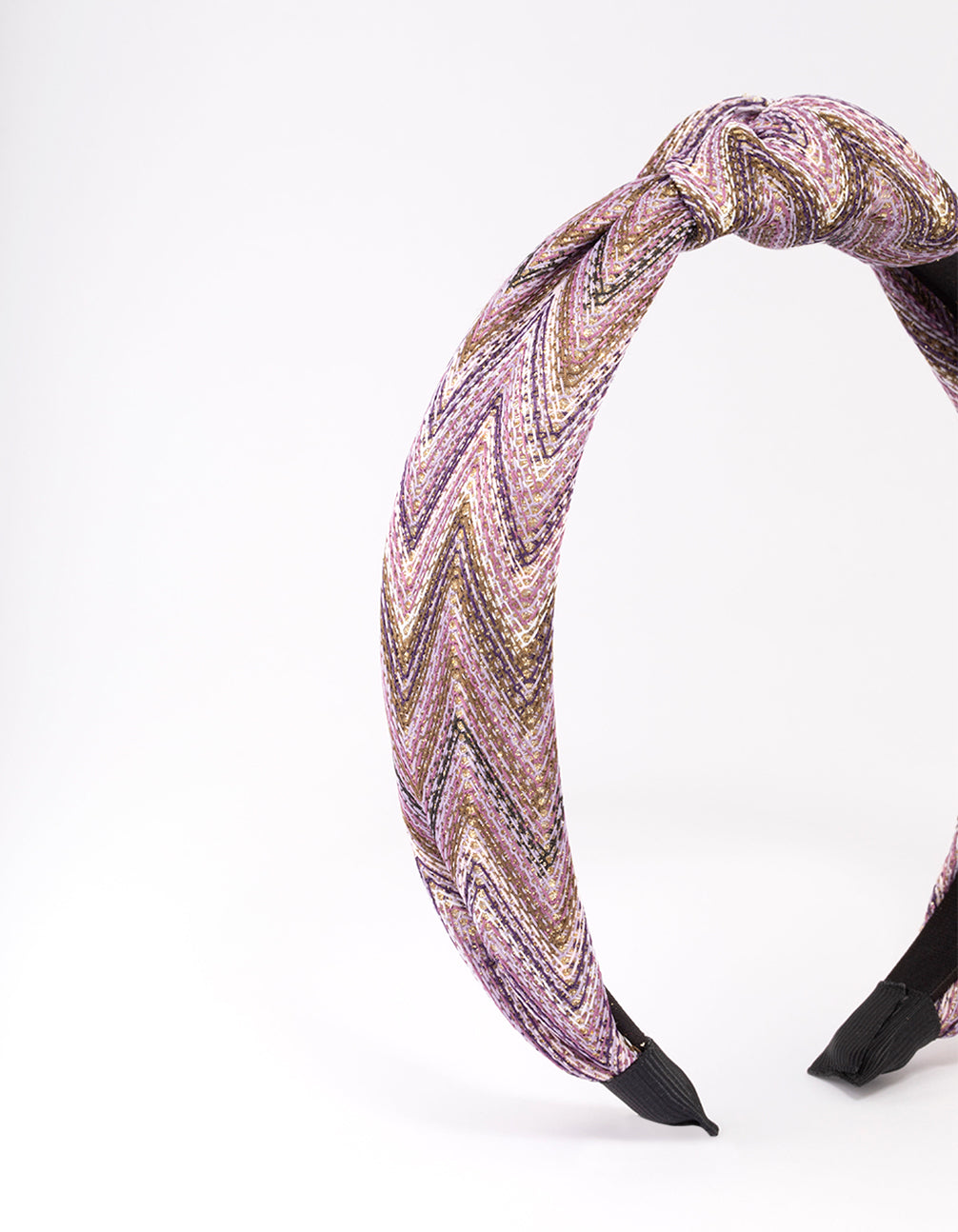 Purple Fabric Chevron Twisted Knotted Headband