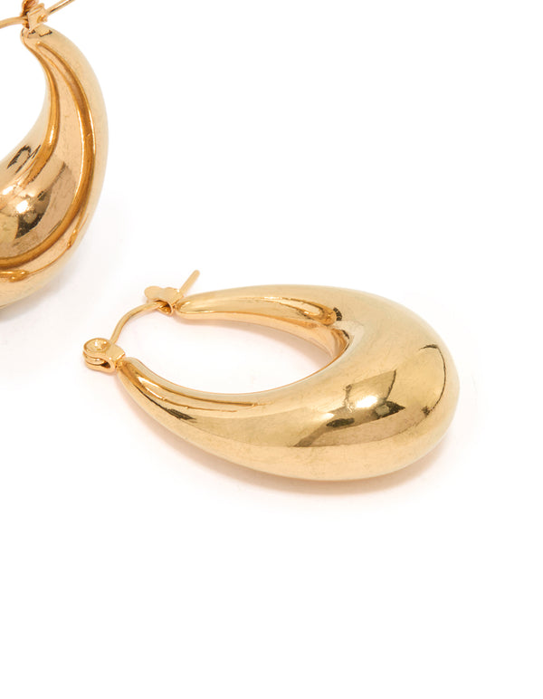 Waterproof Gold Plated Stainless Steel Full Loop Hoop Earrings