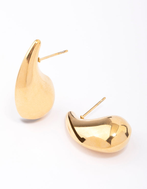 Waterproof Gold Plated Stainless Steel Skinny Bubble Drop Earrings