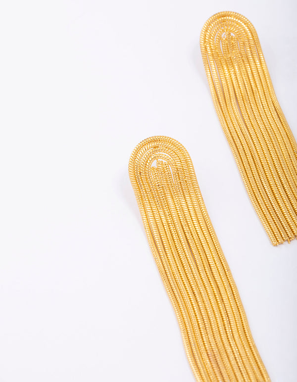 Waterproof Gold Plated Stainless Steel Curved Box Chain Drop Earrings