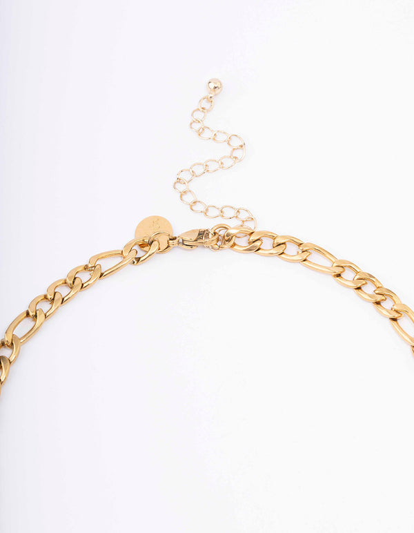 Waterproof Gold Plated Stainless Steel Chunky Figaro Necklace