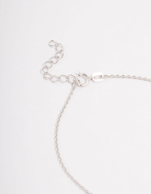 Platinum Sterling Silver Cubic Zirconia Flower Bracelet