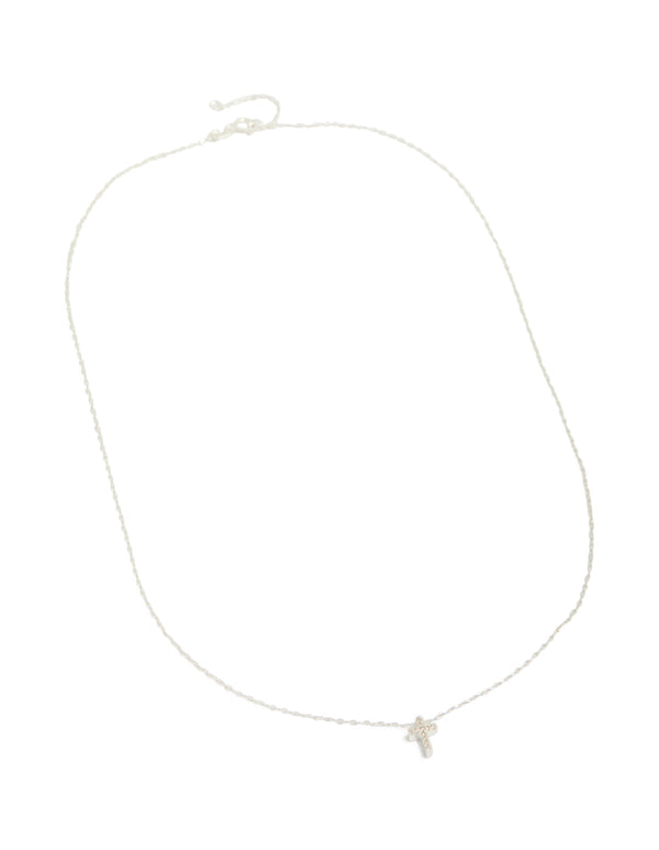 Sterling Silver Cubic Zirconia Cross Pendant Necklace