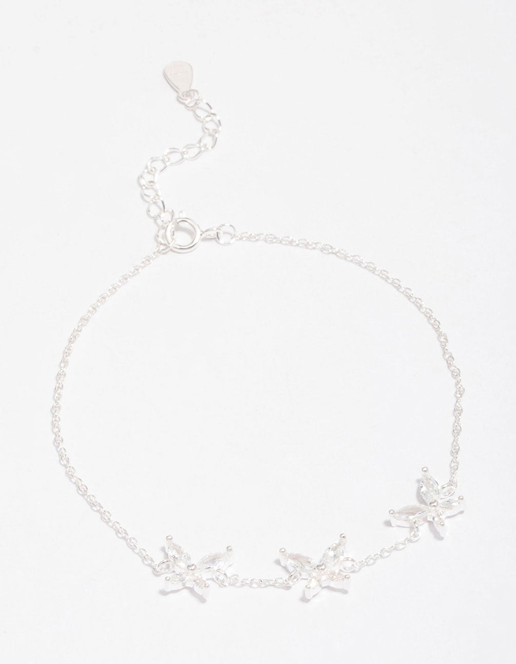 Sterling Silver Cubic Zirconia Triangular Butterfly Bracelet