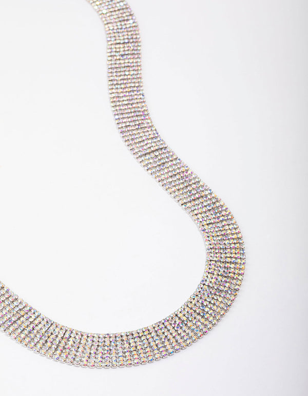 Silver Wide Diamante Belt