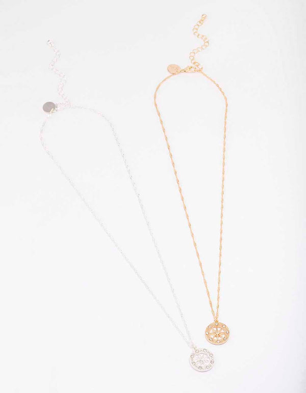 Mixed Metal Diamante Celestial Necklace Pack
