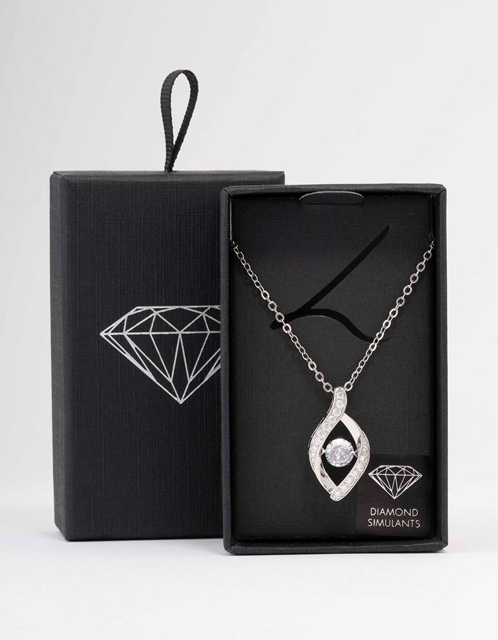 Silver Pave Twisted Twinkle Pendant Necklace