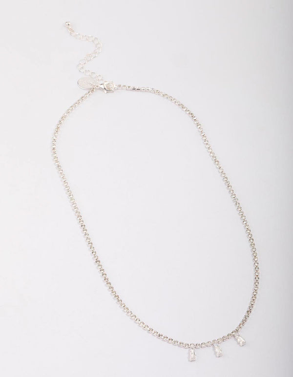 Silver Cupchain Baguette Chain Necklace