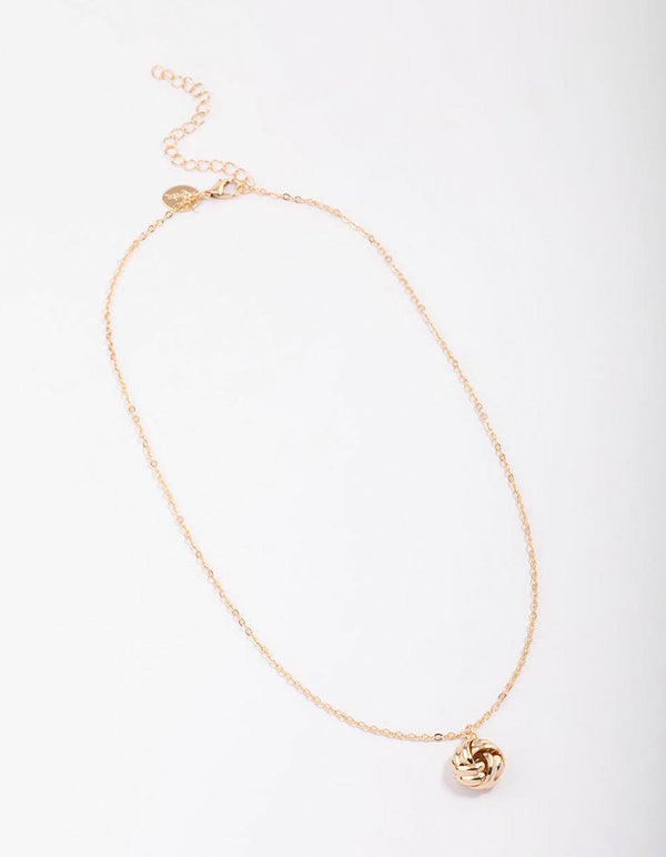 Gold Open Rope Knotted Pendant Necklace