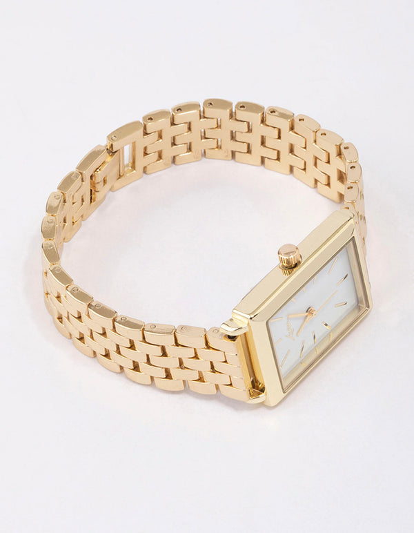 Gold Rectangular Woven Watch