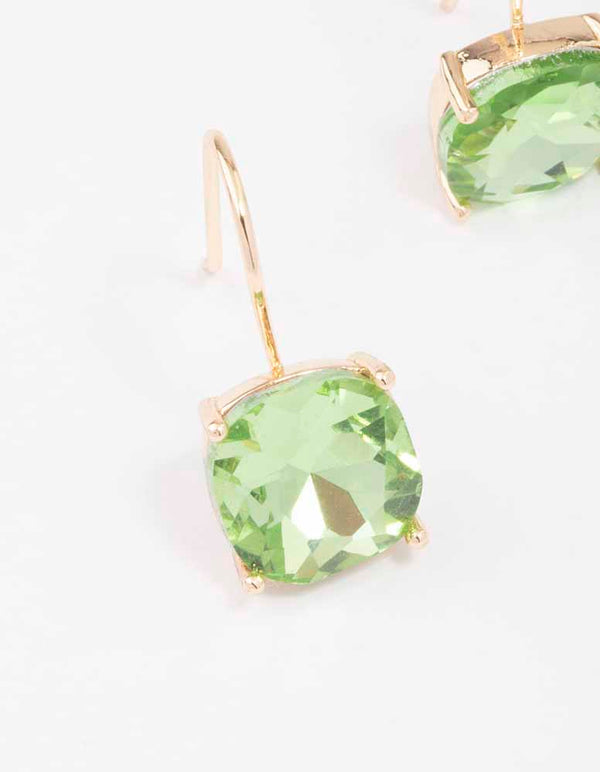 Gold Large Diamante Gem Drop Earrings