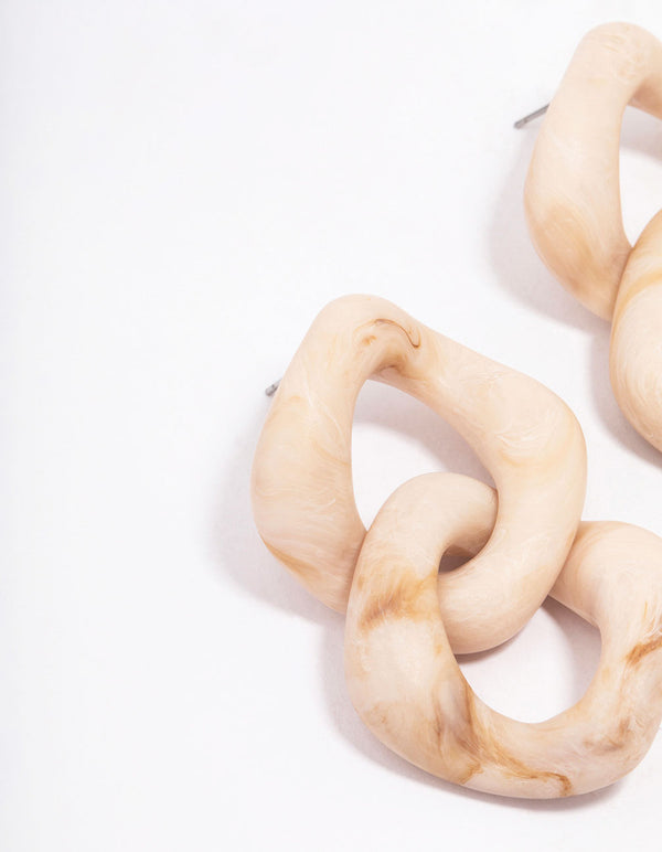 Natural Double Chain Link Drop Earrings