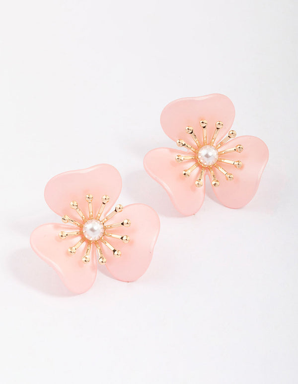 Green Coated Petal Drop Earrings