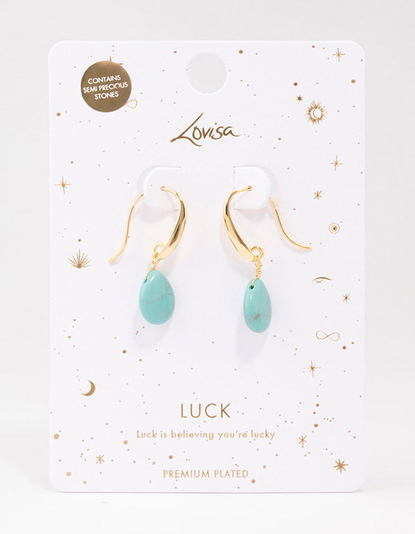 Gold Plated Turqouise Drop Earrings