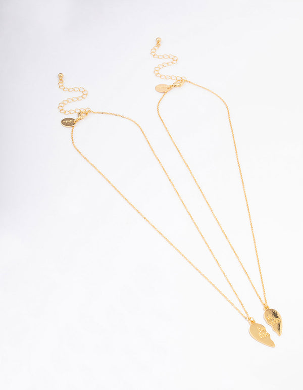Gold Plated Best Friend Heart Pendant Necklace Pack