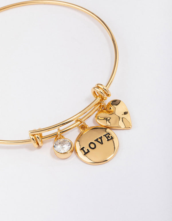 Gold Plated Disc Charm Bangle