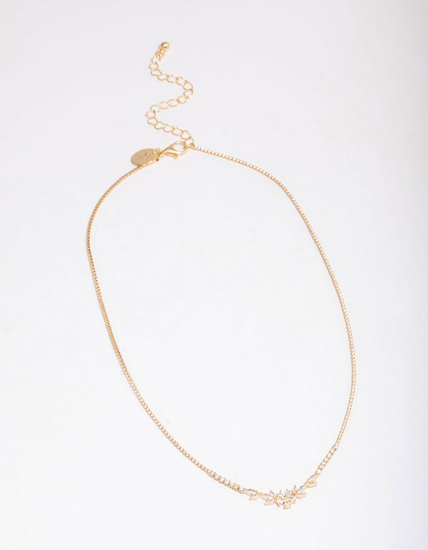 Gold Plated Dainty Cupchain Floral Necklace