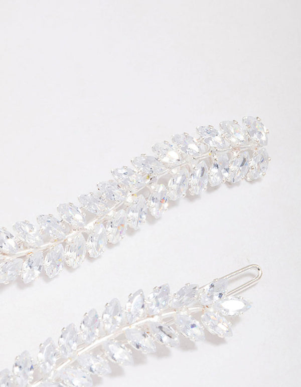 Silver Wavy Cubic Zirconia Vine Hair Clip Pack