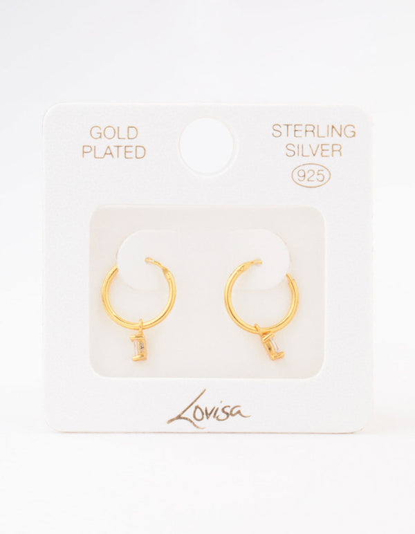 Gold Plated Sterling Silver Cubic Zirconia Oval Hoop Earrings