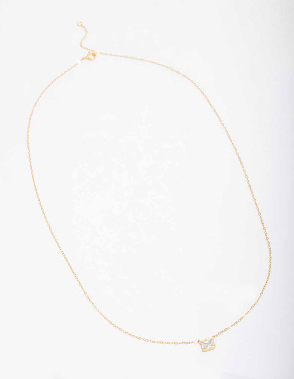 Gold Plated Sterling Silver Emerald Cut Pendant Necklace