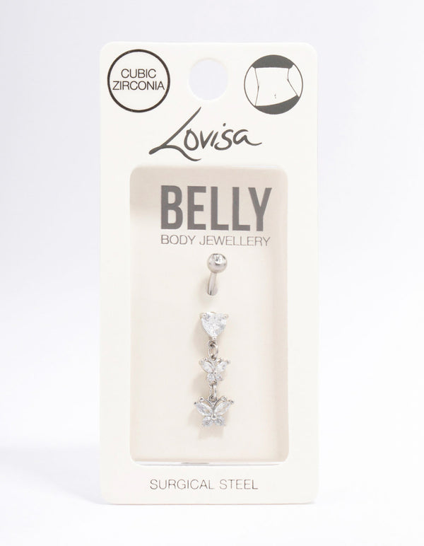 Surgical Steel Heart Butterfly Drop Belly Piercing