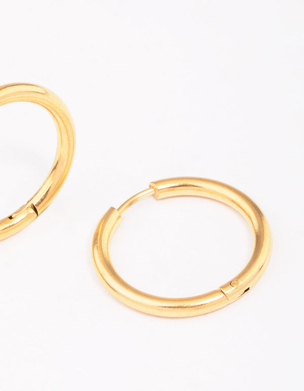 Gold Plated Surgical Steel Polished Hoop Earrings 18mm