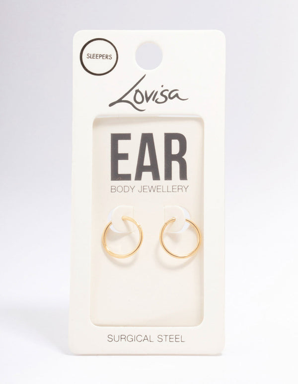 Gold Plated Surgical Steel Sleeper Earrings 12mm