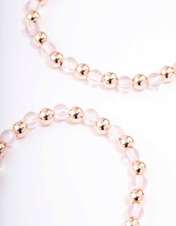 Rose Gold Beaded Heart Bracelet 4-Pack