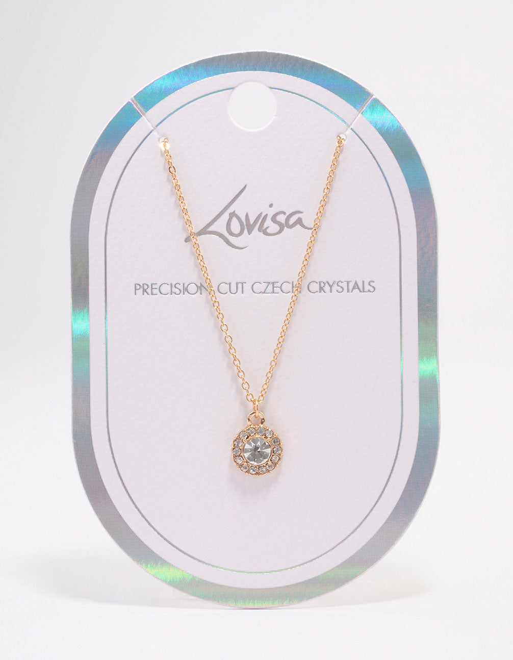 Gold Halo Crystal Pendant Necklace