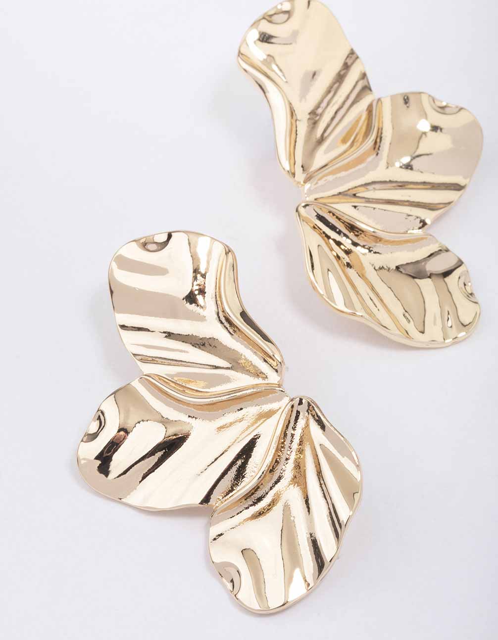 Gold Triple Petal Drop Earrings