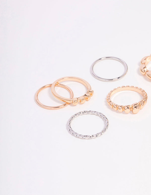 Gold & Silver Two-Toned Multi Spiral Ring 9-Pack