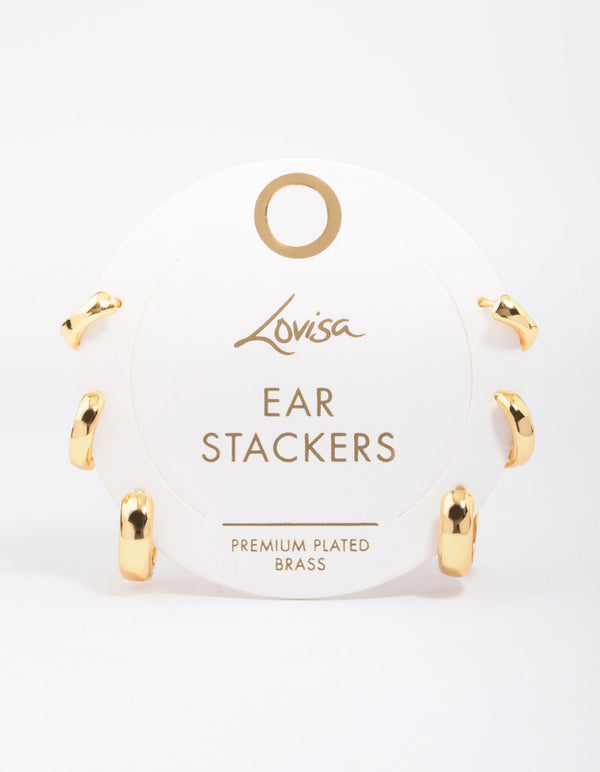 Gold Plated Brass Graduating Hoop Earring 3-Pack