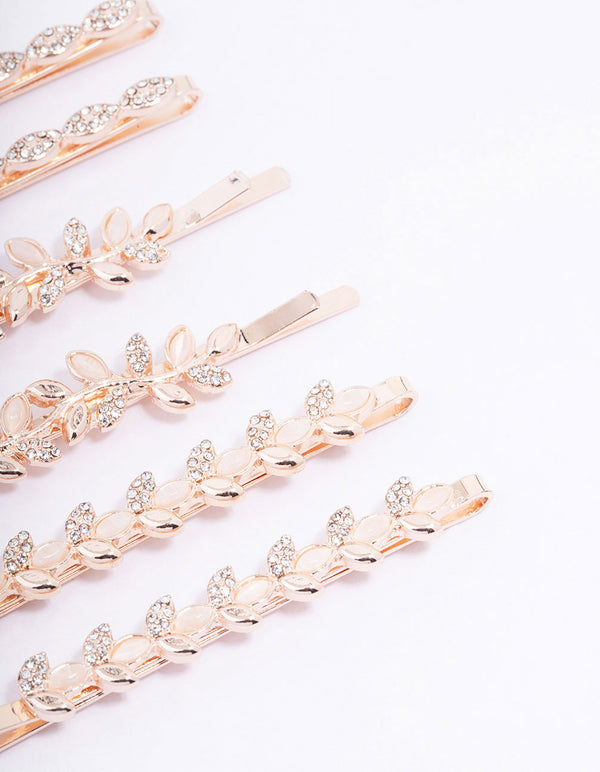 Rose Gold Diamante Vine Hair Clip 6-Pack