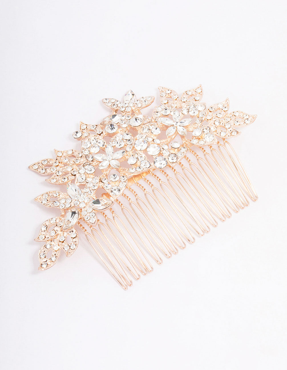 Gold Multi Flower Diamante Hair Comb