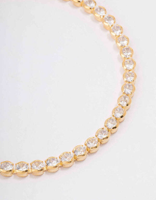 Gold Plated Brass Single Classic Tennis Bracelet