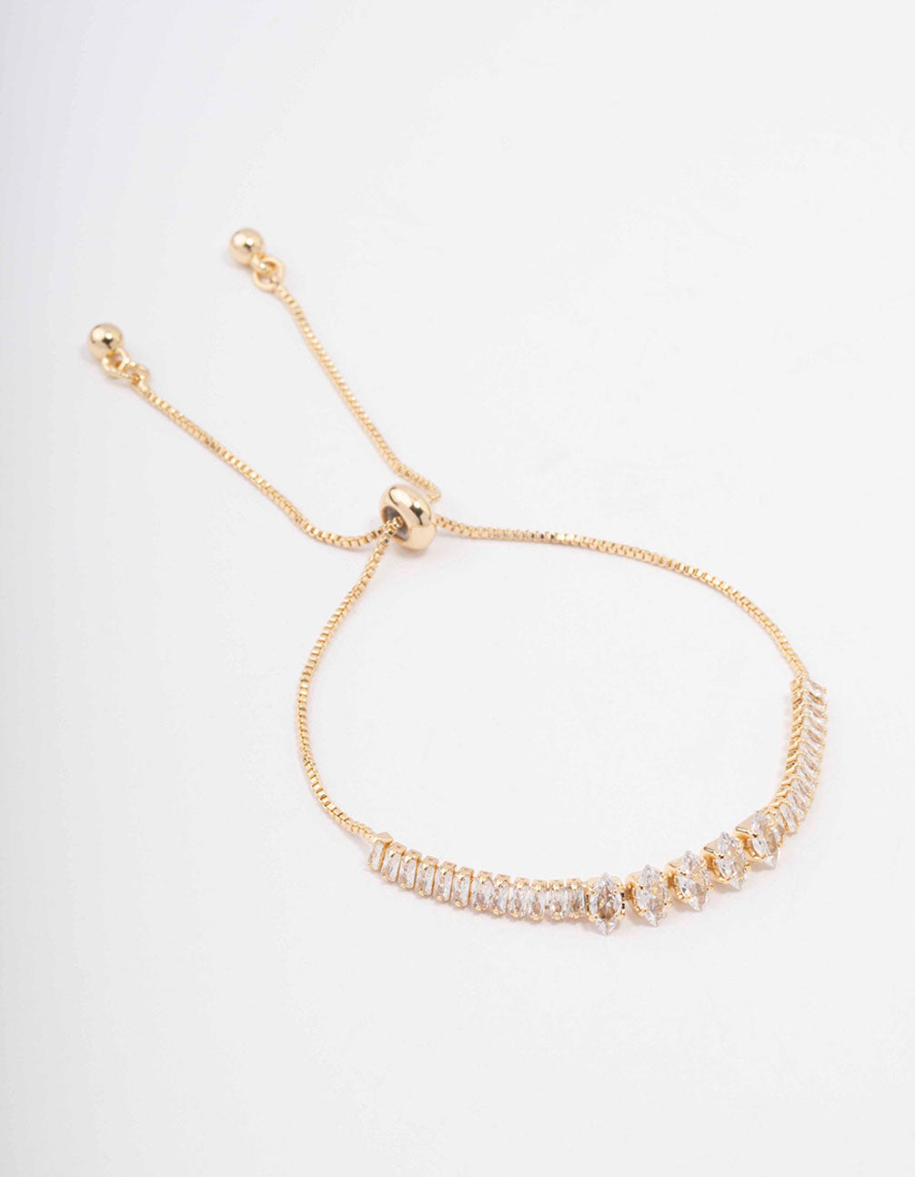 Gold Plated Brass Marquise Baguette Bracelet