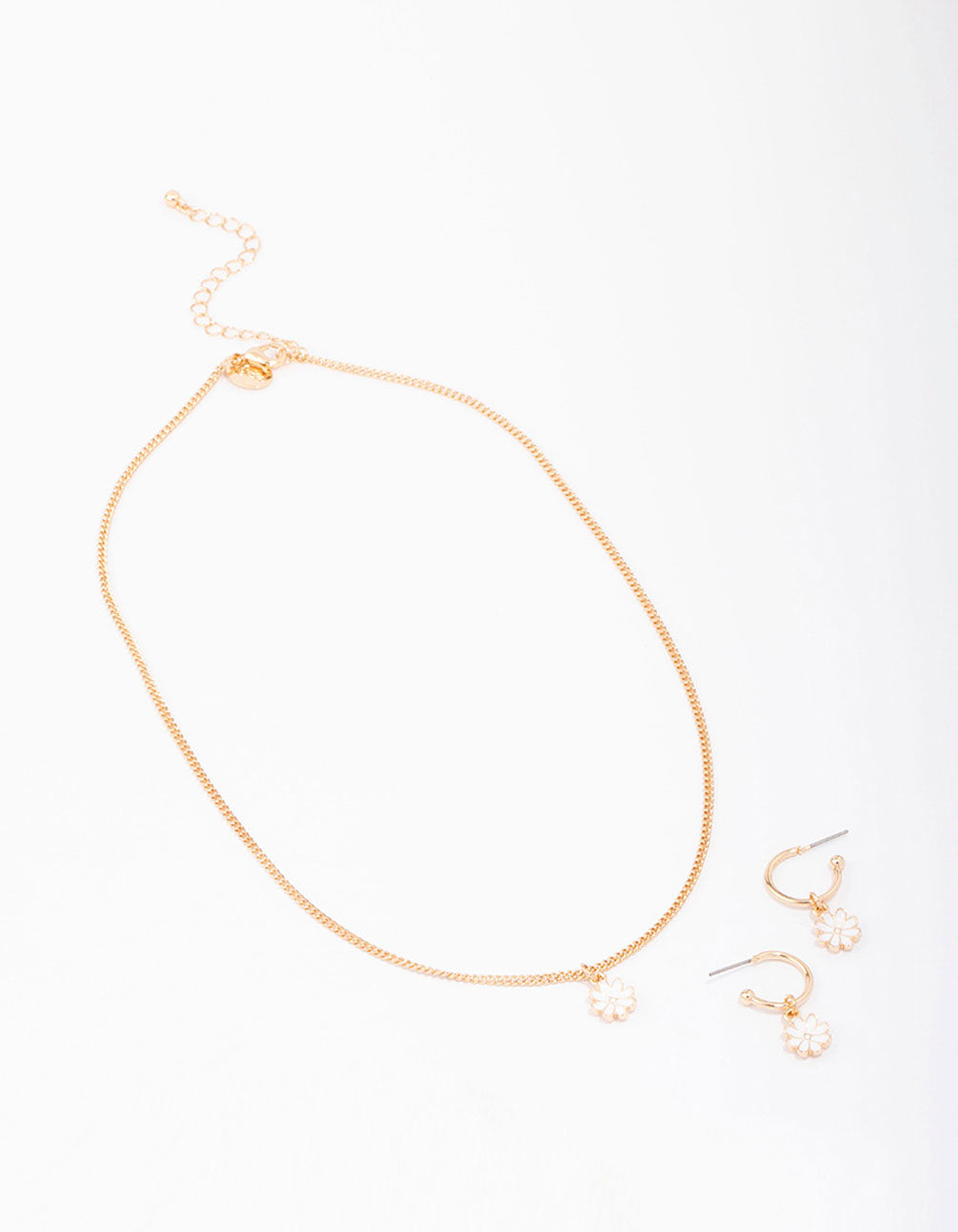Gold Tiny Daisy Necklace & Earring Jewellery Set
