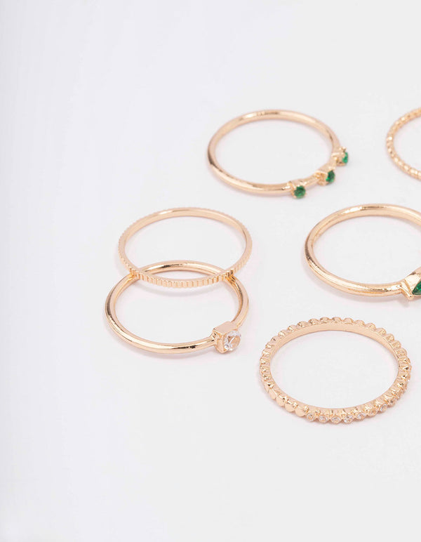 Gold Emerald Cubic Zirconia Marquise Ring 9-Pack