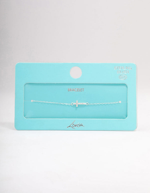Sterling Silver Horizon Cross Bracelet