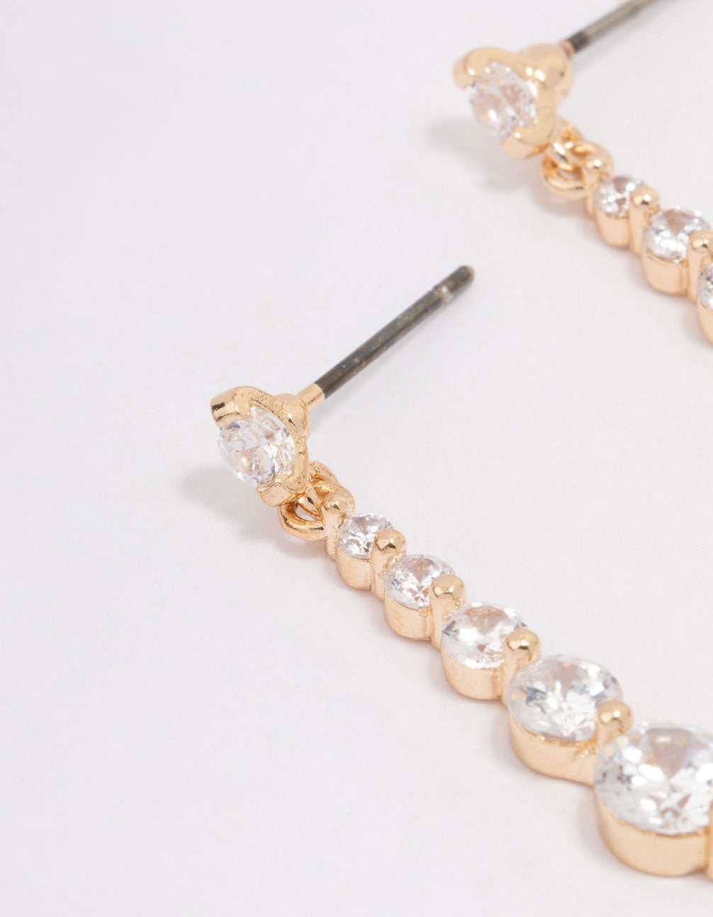 Gold Round Graduating Cubic Zirconia Drop Earrings