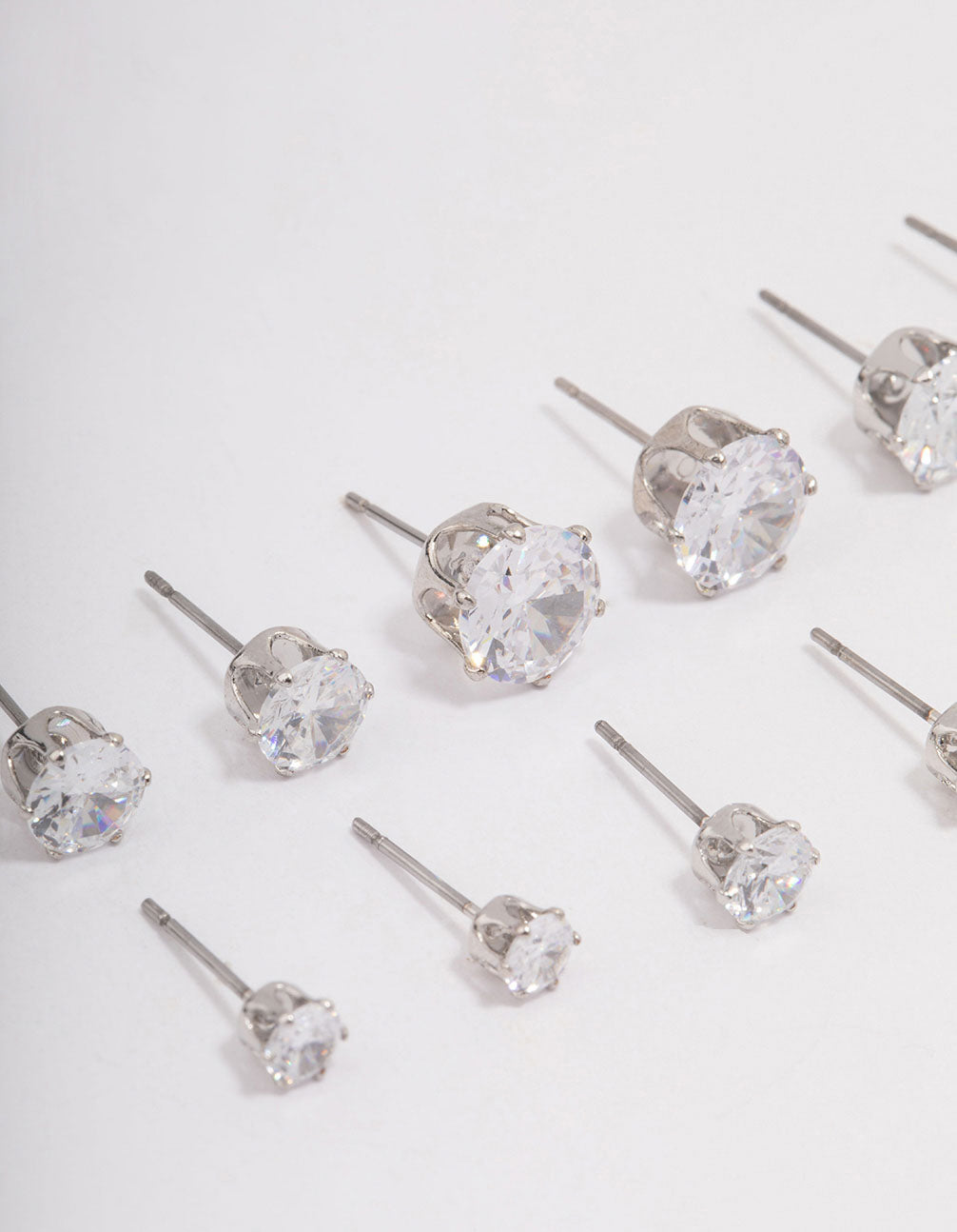 Silver Classic Round Cubic Zirconia Earring 6-Pack
